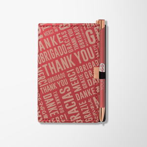 Engraved Thank You Note Caddy & Rose Gold Pen Set
