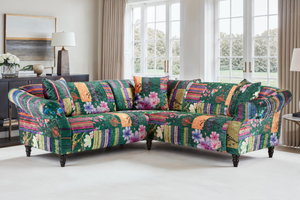 Fabric Green Patchwork 2c2 Seater Corner Sofa AVICI SHOUT