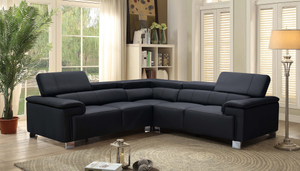 Genuine Leather Black 2C2 Corner Sofa LIVORNO