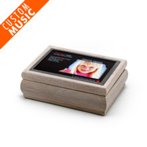 4” x 6” White Washed USB Sound Module Photo Frame Musical Jewelry Box