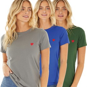 L'amore Couture Womens Kelly Three Pack T-Shirts Charcoal/Khaki/Cobalt