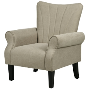 HOMCOM Upholstered Accent Chair with Rolled Arms and Wood Legs, Armchair for Living Room Bedroom, Beige
