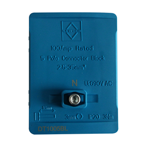 Lewden DT1005BL 100a 5 Way Connector Block - Blue