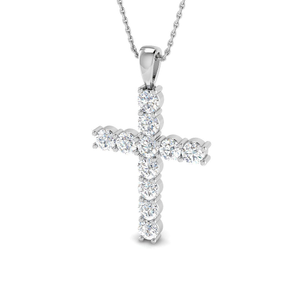 2.00ct Lab Diamond Cross Necklace D/VVS Quality in 9k White Gold