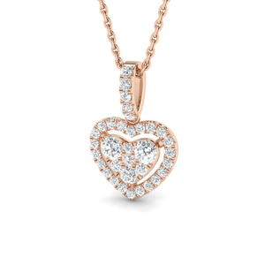 Heart Lab Diamond Cluster Pendant Necklace 0.40ct in 9k Rose Gold