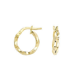 Soleil Collection 8mm Twist Hoop Earrings | 9K Solid Yellow Gold