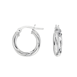 Soleil Collection 10mm Twist Hoop Earrings | 9K Solid White Gold