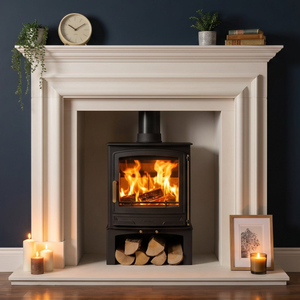 Mazona Warwick Widescreen 5kW Multifuel Woodburning Stove, With Log Store, Freestanding, Eco Design Approved, Defra Approved