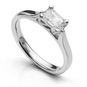 Modern East West Set Emerald Cut Diamond Engagement Ring