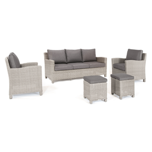 Kettler Palma Signature Sofa Set with Grey Taupe Cushion No Table | Whitewash Rattan