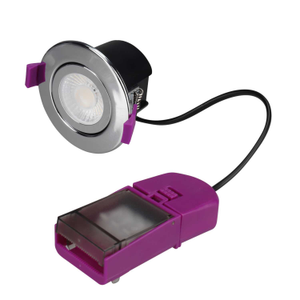 SpektroLED Evo 5W / 7W LED Fire Rated Colour Selectable Dimmable Tilt Downlight IP65 Polished Chrome
