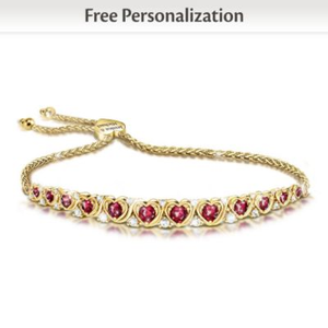 A Dozen Rubies Of Love Personalized Bracelet