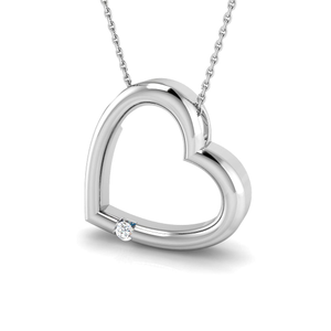 Heart Necklace Pendant Lab Diamond 0.05ct in 9k White Gold