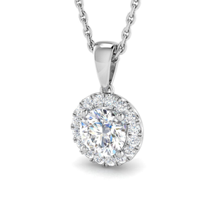 Lab Diamond Halo Pendant Necklace 1.00ct D/VVS in 925 Silver