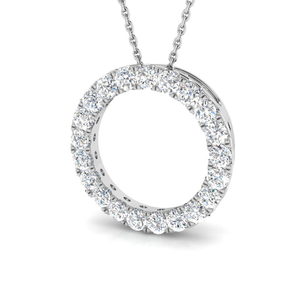 Lab Diamond Circle Necklace Pendant 1.00ct in 925 Silver