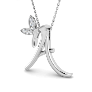 Lab Diamond Initial 'A' Pendant Necklace 0.05ct in 925 Silver