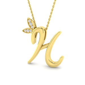 Lab Diamond Initial 'H' Pendant Necklace 0.05ct in 9k Yellow Gold