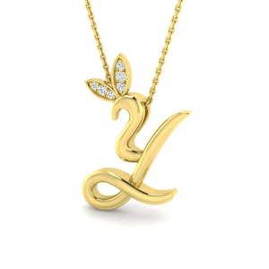 Lab Diamond Initial 'Y' Pendant Necklace 0.05ct in 9k Yellow Gold