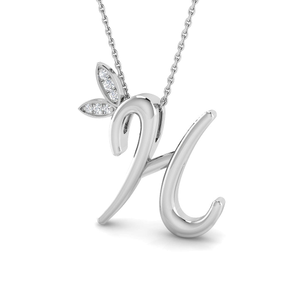 Lab Diamond Initial 'H' Pendant Necklace 0.05ct in 925 Silver