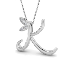 Lab Diamond Initial 'K' Pendant Necklace 0.05ct in 925 Silver