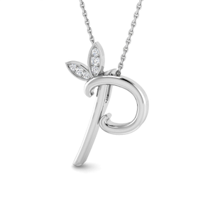 Lab Diamond Initial 'P' Pendant Necklace 0.05ct in 925 Silver
