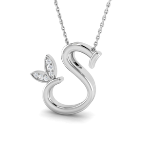 Lab Diamond Initial 'S' Pendant Necklace 0.05ct in 925 Silver