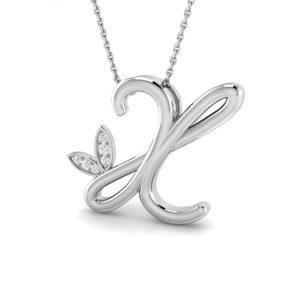 Lab Diamond Initial 'X' Pendant Necklace 0.05ct in 925 Silver
