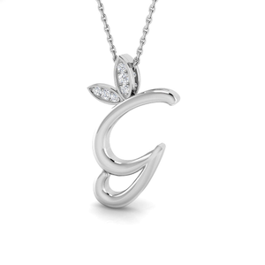 Lab Diamond Initial 'G' Pendant Necklace 0.05ct in 9k White Gold