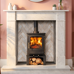 Mazona Warwick 5kW Multifuel Woodburning Stove, With Log Store, Freestanding, Eco Design Approved, Defra Approved