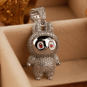 New Sterling Silver Cubic Zirconia Monster Pendant