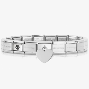 Nomination CLASSIC Silvershine Plates Plain Heart Dropper Bracelet 331801/02
