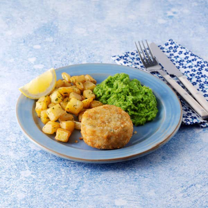 Fishcake with Mushy Peas