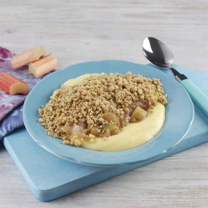 Reduced Sugar Rhubarb Crumble & Custard