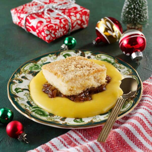 Spiced Apple & Mincemeat Pudding with Brandy Custard