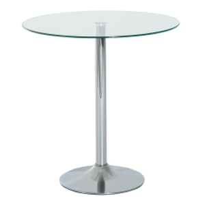 HOMCOM Round Dining Table, Modern Dining Room Table with Tempered Glass Top, Steel Base, Space Saving Small Bar Table