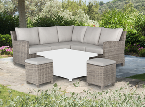 Kettler Palma Signature Mini Corner Sofa with Stone Cushion No Table | Oyster Rattan