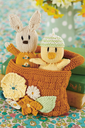 Rabbit And Chick In Basket Knitting Patterns