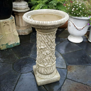 Large Stone Cast 'Bacchus' Design Bird Bath