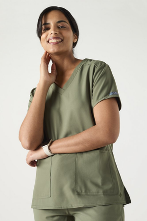 Med Couture Insight Women's Three Pocket Scrub Top, Olive