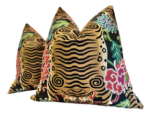 Plush Down Filled Tibet Tiger Pillows- a Pair