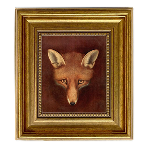 "Fox Head" Contemporary Reproduction Print on Canvas After Reinagle, Framed 8-1/2" x 9-1/2"