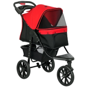 PawHut Steel 3 Wheel Folding Pet Stroller Red