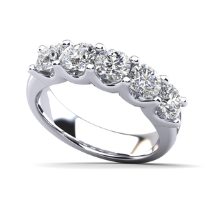U Shape Five Stone Diamond Anniversary Ring