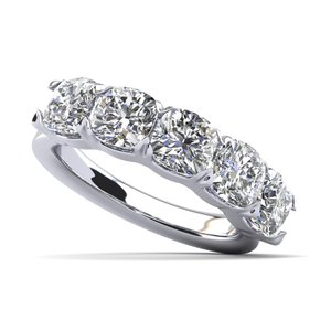 Five Stone Cushion Cut Diamond Anniversary Ring