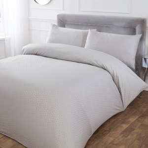 KING SIZE DUVET COVER Geo Circles Jacquard Silver