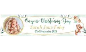 Personalised Leaf Christening Banner with Photo