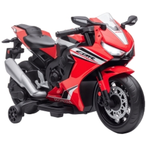 HOMCOM Moto Eléctrica con Licencia HONDA para 3-5 Años con Faros Bocina Música y Ruedas Auxiliares 90x44x52 cm Rojo