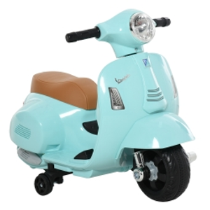 HOMCOM Motocicleta Infantil con Faro Bocina y 4 Ruedas Moto Eléctrica Vespa para Niños con Licencia 66,5x38x52 cm Verde