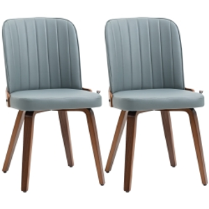 HOMCOM Juego de 2 Sillas de Comedor Modernas con Asiento Tapizado en Cuero Sintético y Patas de Madera 47,5x57x85cm Gris