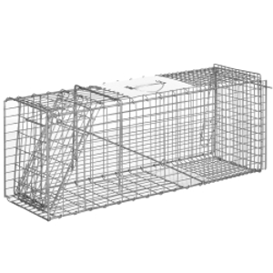 Outsunny Trampa para Animales Vivos Plegable 81x26x34,5 cm Jaula de Captura de Alambre con Puerta y Asa para Conejos Plata